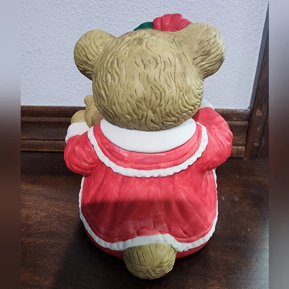 VTG RARE St. Nicholas Square TEDDY BEAR Musical Porcelain Figurine Jingle Bells - Picture 3 of 5
